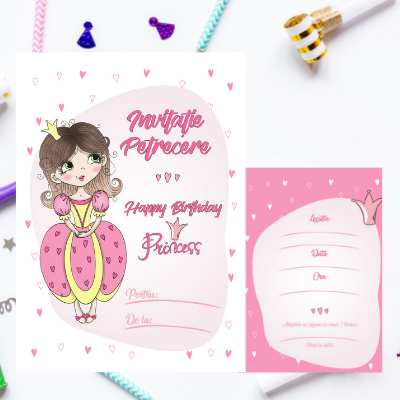 Set 20 Invitații De Petrecere Fetițe Happy Princess Atelier De