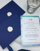 Invitație de nuntă modernă cu splash albastru 2
