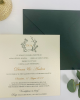 Invitatie de nunta romantica cu monograma si plic verde 2
