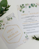 Invitatie de nunta cu flori albe si eucalipt 4