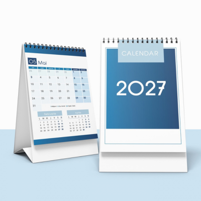 Calendar 2027 model minimalist pe albastru